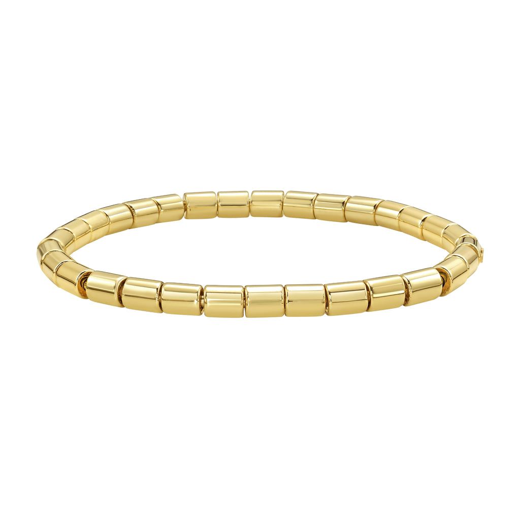14K Barrel Bead Stretch Bracelet
