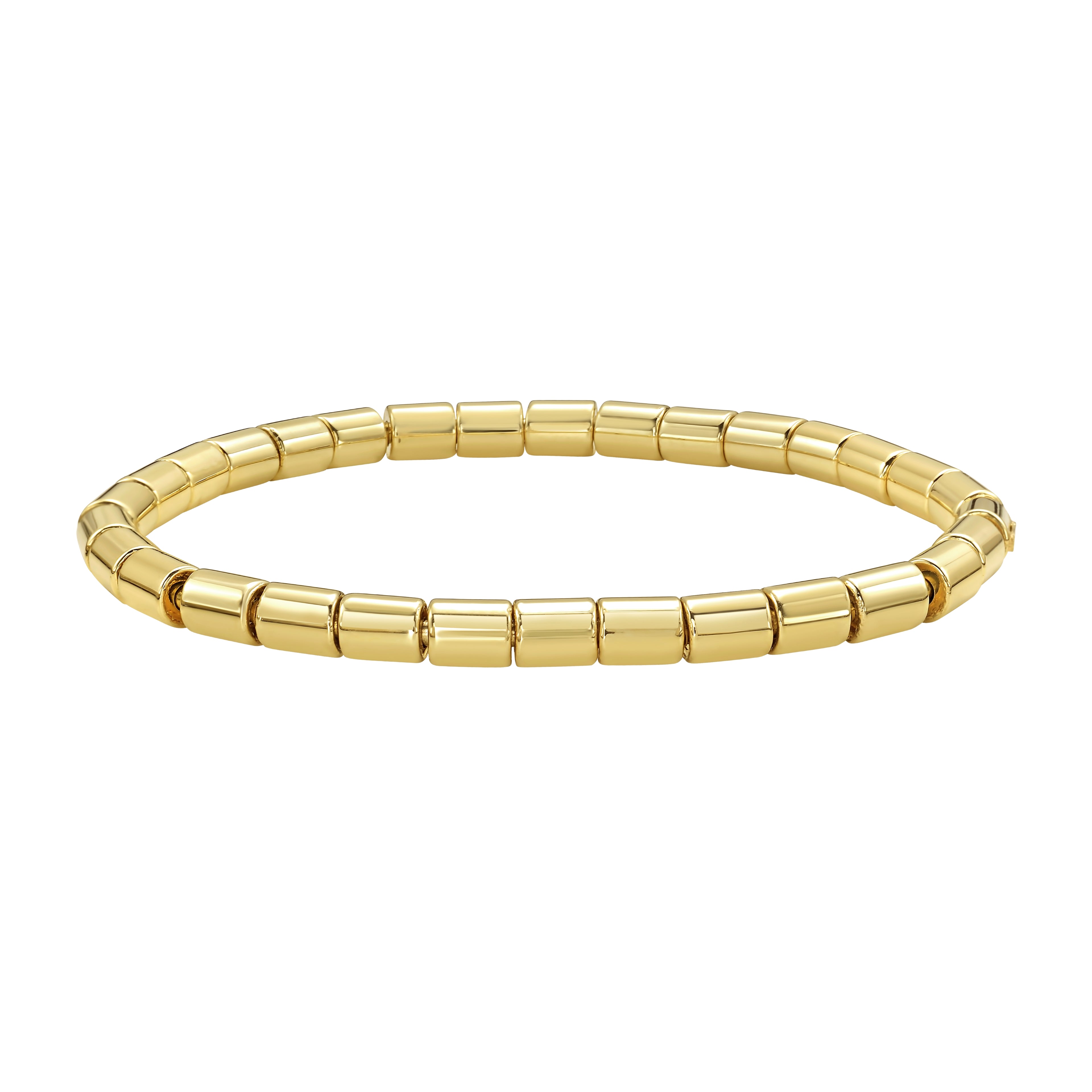 14K Barrel Bead Stretch Bracelet