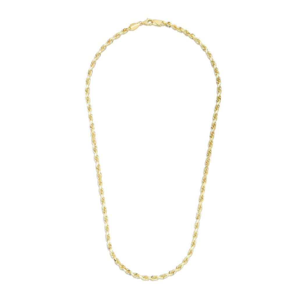14K Gold 3.5mm Diamond Cut Rope Chain