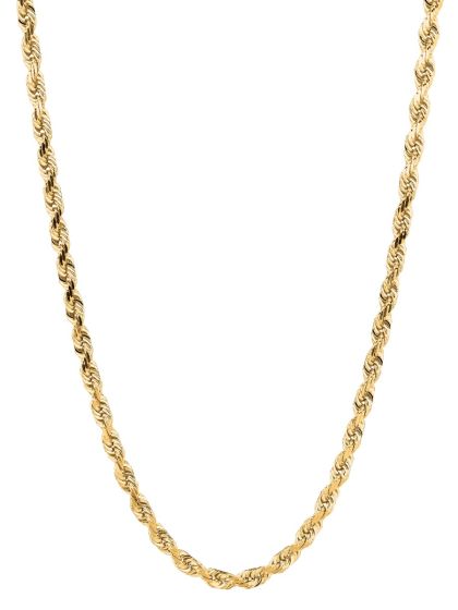 14K Gold 5mm Diamond Cut Rope Chain