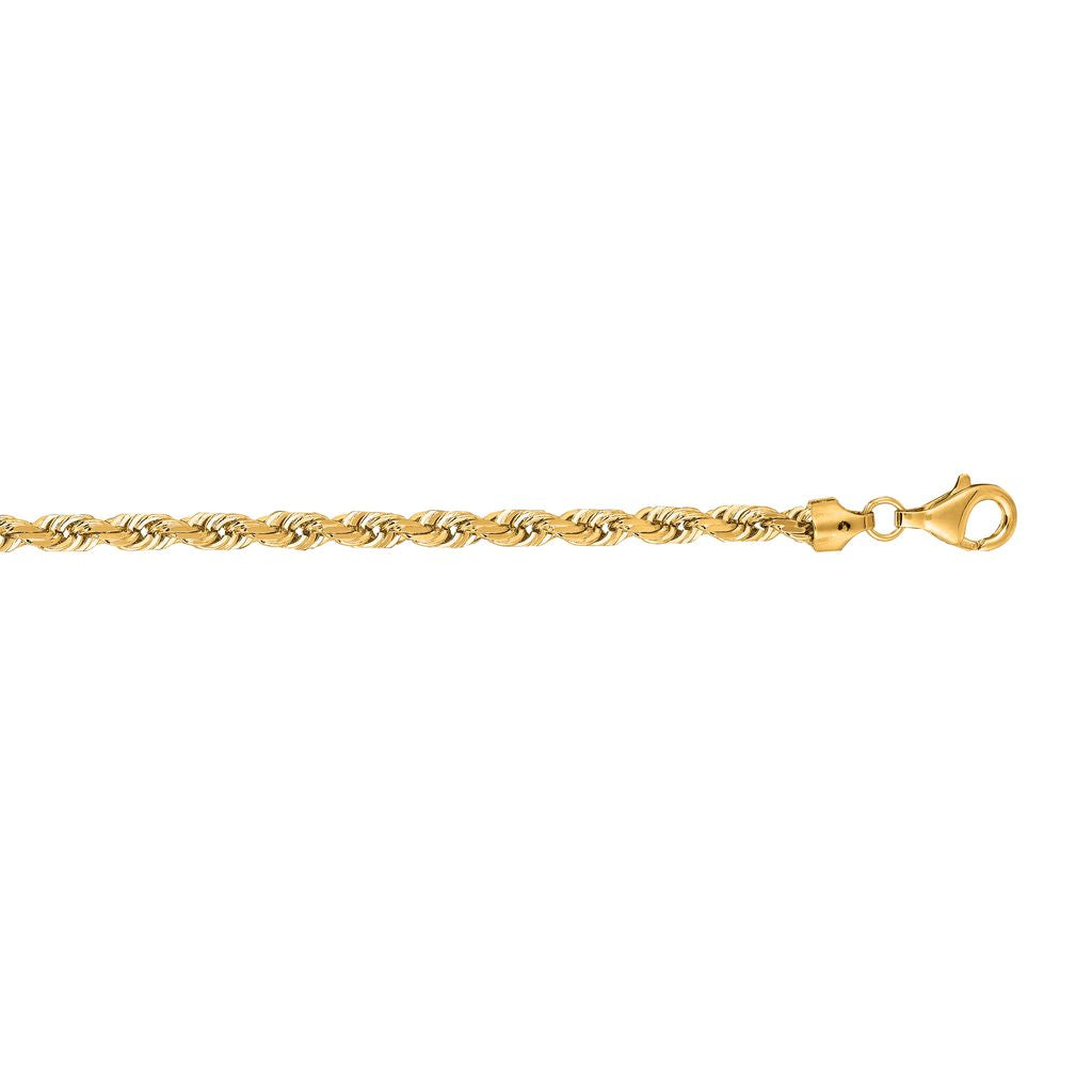 14K Gold 5mm Diamond Cut Rope Chain