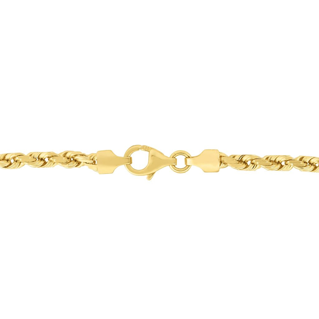 14K Gold 3.5mm Diamond Cut Rope Chain